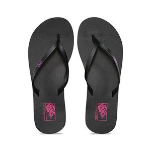 Womens Black and Pink Vans Flip Flops